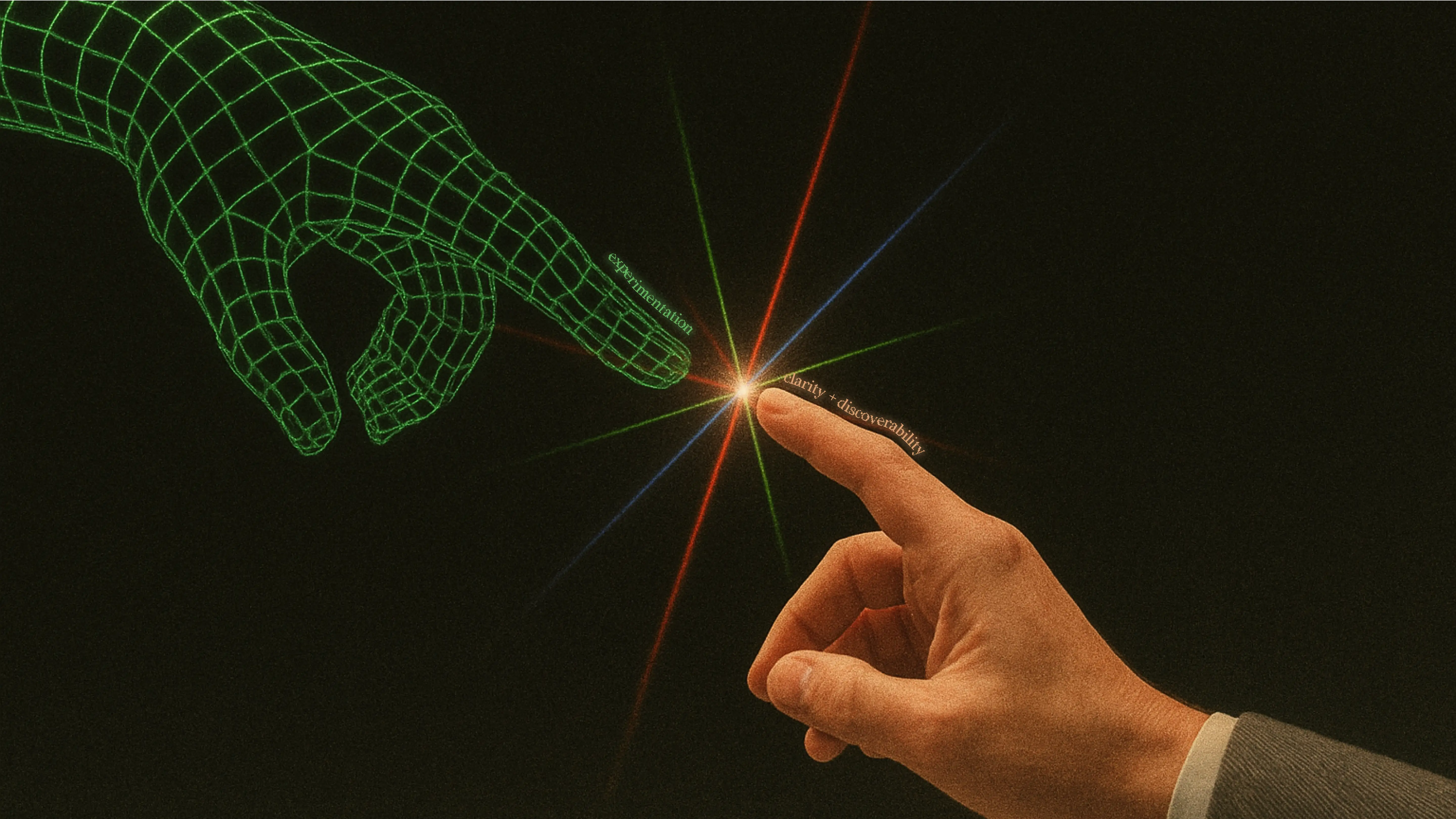 The Creation of Adam but designing for clarity and discoverability while maintaining the essence of experimentation