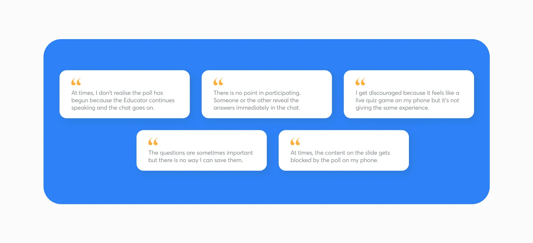 The feedback we gathered from learners regarding the old design of polls